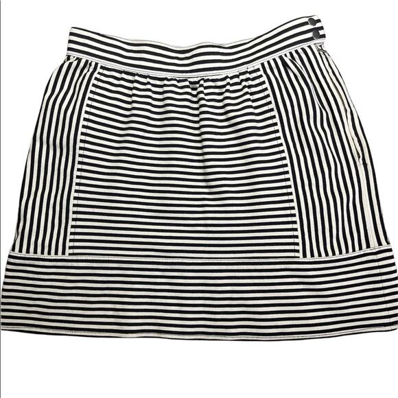Madewell Swivel Ponte Black White Stripe Pattern Straight/ Pencil Skirt Size 0 - Picture 1 of 5